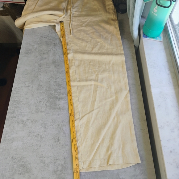 Lauren Ralph Lauren Pure Linen Wide Leg Pants Beige Lagenlook Beachy Size 14W - Picture 11 of 13